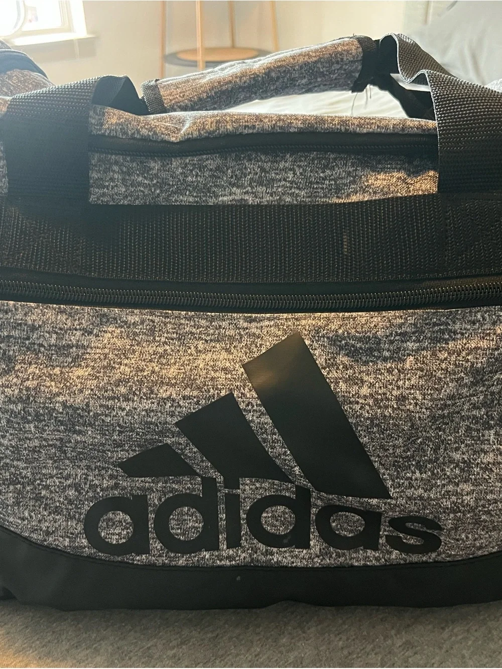 adidas Gray Heather Duffel Bag with Black Logo